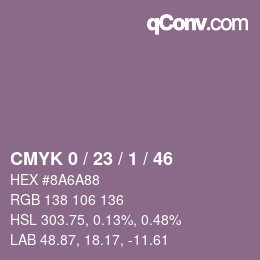 カラーコード: CMYK 0 / 23 / 1 / 46 | qconv.com