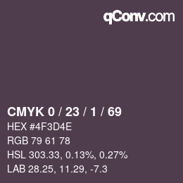 Color code: CMYK 0 / 23 / 1 / 69 | qconv.com