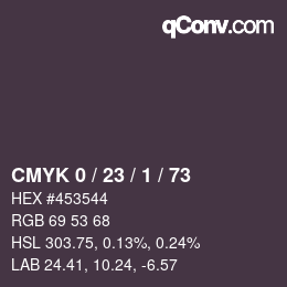 カラーコード: CMYK 0 / 23 / 1 / 73 | qconv.com