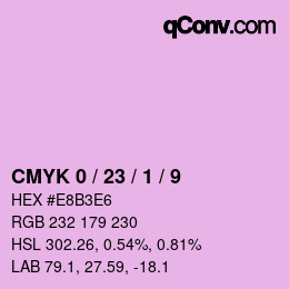 カラーコード: CMYK 0 / 23 / 1 / 9 | qconv.com