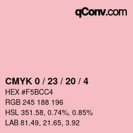 カラーコード: CMYK 0 / 23 / 20 / 4 | qconv.com