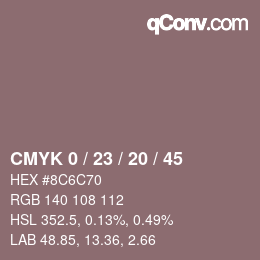 Color code: CMYK 0 / 23 / 20 / 45 | qconv.com