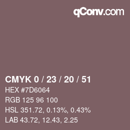 Color code: CMYK 0 / 23 / 20 / 51 | qconv.com