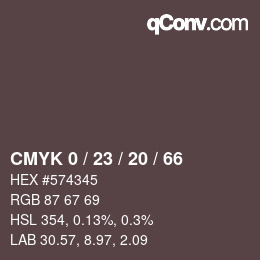 Color code: CMYK 0 / 23 / 20 / 66 | qconv.com