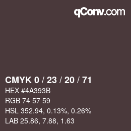 Color code: CMYK 0 / 23 / 20 / 71 | qconv.com