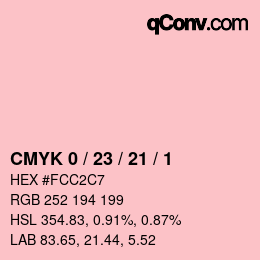 カラーコード: CMYK 0 / 23 / 21 / 1 | qconv.com