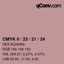 カラーコード: CMYK 0 / 23 / 21 / 24 | qconv.com