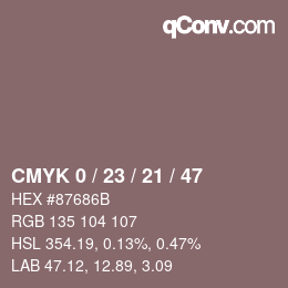 カラーコード: CMYK 0 / 23 / 21 / 47 | qconv.com
