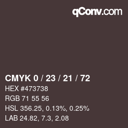 Color code: CMYK 0 / 23 / 21 / 72 | qconv.com