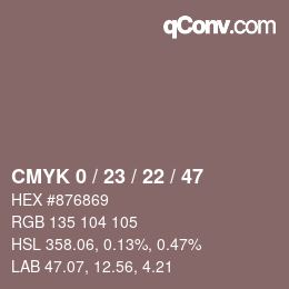 Color code: CMYK 0 / 23 / 22 / 47 | qconv.com