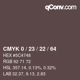 Color code: CMYK 0 / 23 / 22 / 64 | qconv.com