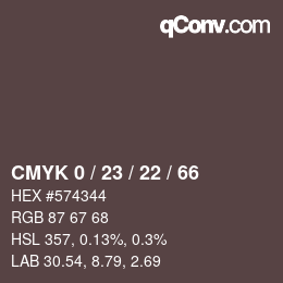 Color code: CMYK 0 / 23 / 22 / 66 | qconv.com