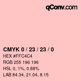 カラーコード: CMYK 0 / 23 / 23 / 0 | qconv.com