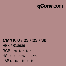 カラーコード: CMYK 0 / 23 / 23 / 30 | qconv.com