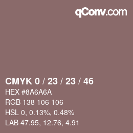 Color code: CMYK 0 / 23 / 23 / 46 | qconv.com