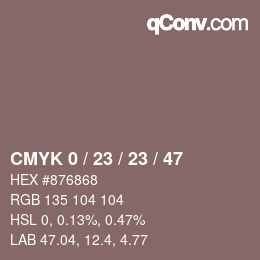 Color code: CMYK 0 / 23 / 23 / 47 | qconv.com