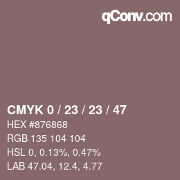 Color code: CMYK 0 / 23 / 23 / 47 | qconv.com