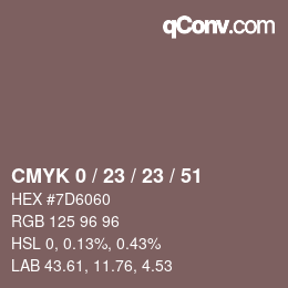 Color code: CMYK 0 / 23 / 23 / 51 | qconv.com