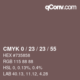 Color code: CMYK 0 / 23 / 23 / 55 | qconv.com