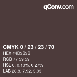 カラーコード: CMYK 0 / 23 / 23 / 70 | qconv.com