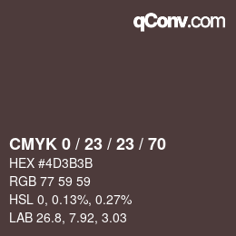 Color code: CMYK 0 / 23 / 23 / 70 | qconv.com