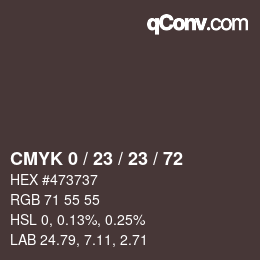 Color code: CMYK 0 / 23 / 23 / 72 | qconv.com