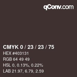 カラーコード: CMYK 0 / 23 / 23 / 75 | qconv.com