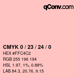 カラーコード: CMYK 0 / 23 / 24 / 0 | qconv.com