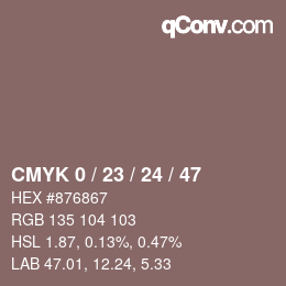 カラーコード: CMYK 0 / 23 / 24 / 47 | qconv.com