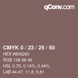 カラーコード: CMYK 0 / 23 / 25 / 50 | qconv.com