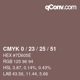 Color code: CMYK 0 / 23 / 25 / 51 | qconv.com