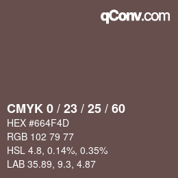 カラーコード: CMYK 0 / 23 / 25 / 60 | qconv.com