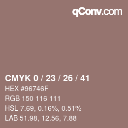 カラーコード: CMYK 0 / 23 / 26 / 41 | qconv.com