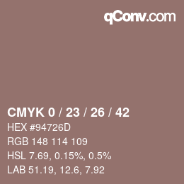 カラーコード: CMYK 0 / 23 / 26 / 42 | qconv.com