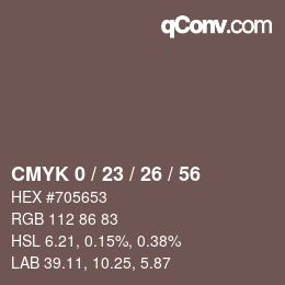 Color code: CMYK 0 / 23 / 26 / 56 | qconv.com