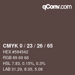 カラーコード: CMYK 0 / 23 / 26 / 65 | qconv.com