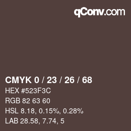 カラーコード: CMYK 0 / 23 / 26 / 68 | qconv.com