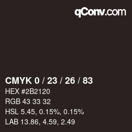 カラーコード: CMYK 0 / 23 / 26 / 83 | qconv.com