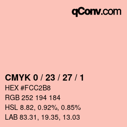 カラーコード: CMYK 0 / 23 / 27 / 1 | qconv.com
