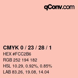 カラーコード: CMYK 0 / 23 / 28 / 1 | qconv.com