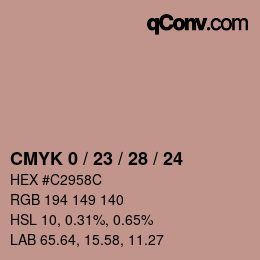 カラーコード: CMYK 0 / 23 / 28 / 24 | qconv.com