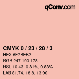 カラーコード: CMYK 0 / 23 / 28 / 3 | qconv.com