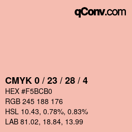 カラーコード: CMYK 0 / 23 / 28 / 4 | qconv.com