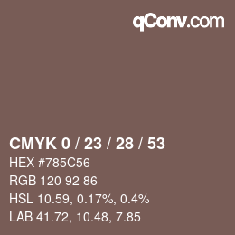 Color code: CMYK 0 / 23 / 28 / 53 | qconv.com