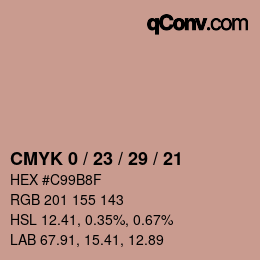 Color code: CMYK 0 / 23 / 29 / 21 | qconv.com