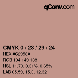 カラーコード: CMYK 0 / 23 / 29 / 24 | qconv.com