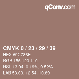 カラーコード: CMYK 0 / 23 / 29 / 39 | qconv.com