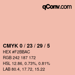 カラーコード: CMYK 0 / 23 / 29 / 5 | qconv.com