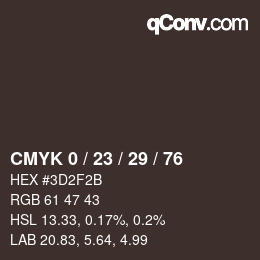 Color code: CMYK 0 / 23 / 29 / 76 | qconv.com