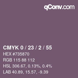 カラーコード: CMYK 0 / 23 / 2 / 55 | qconv.com